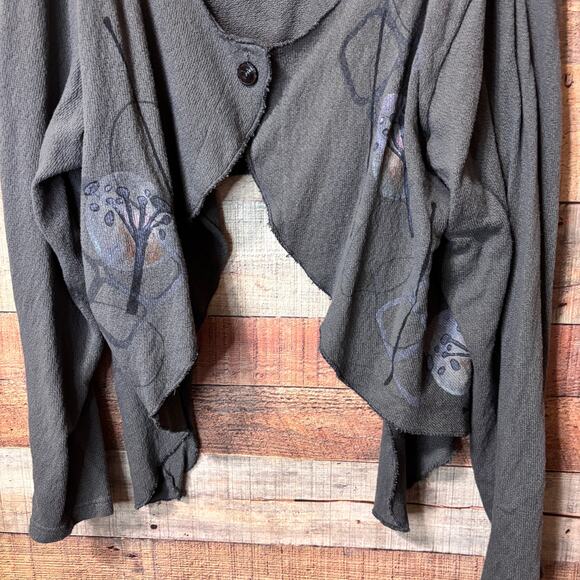 Barclay Gray Lagenlook Hand Printed Boho Short Shrug One Size - Picture 5 of 13